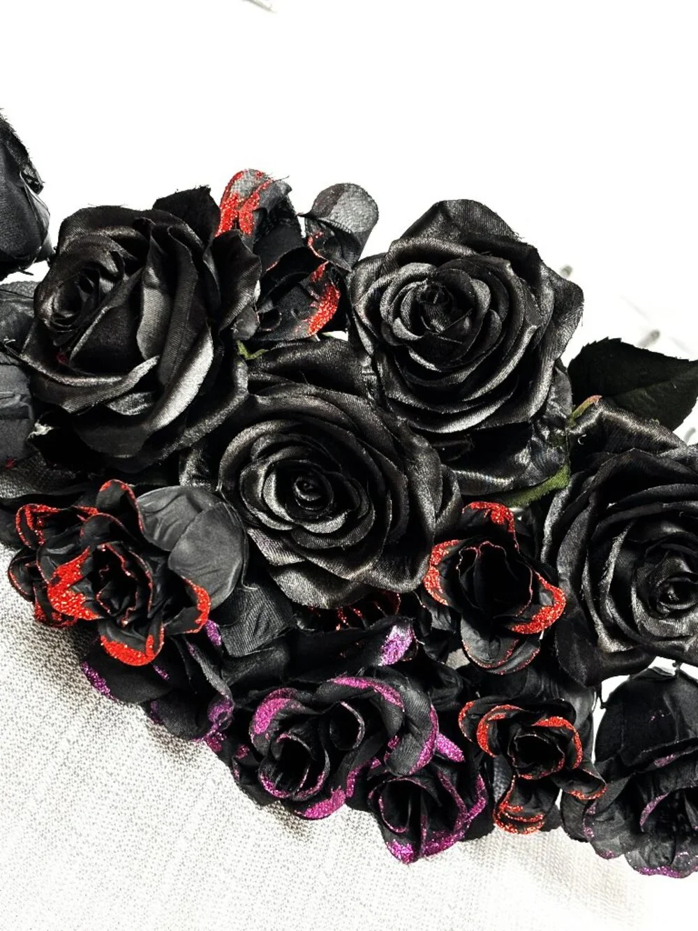 Black Silk Stem Roses Assortment – quantity 17 NWT
